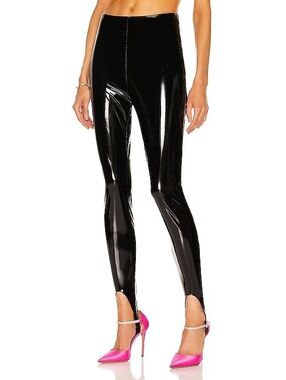 Wolford x Amina Muaddi Latex Stirrup Leggings Black High Waist Euro 40 US 10